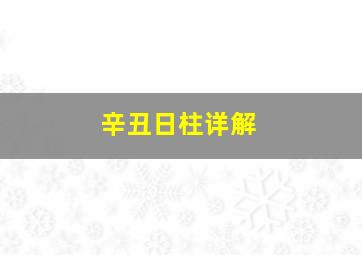 辛丑日柱详解,辛丑日柱详解读