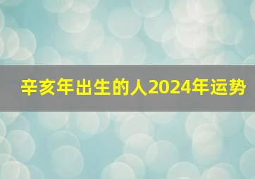 辛亥年出生的人2024年运势,辛亥年明年运气如何