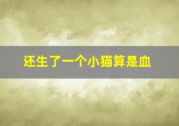 还生了一个小猫算是血,还生了一个小猫算是血栓吗