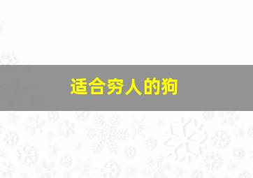 适合穷人的狗,适合穷人养的狗有哪些又不会乱叫