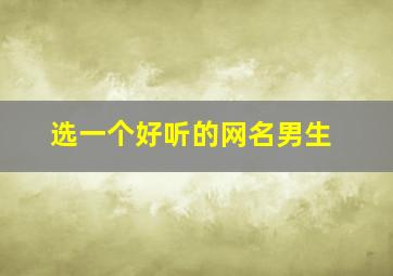 选一个好听的网名男生,选一个好听的网名男生两个字