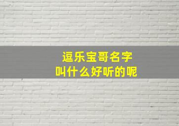 逗乐宝哥名字叫什么好听的呢,爆笑逗哥