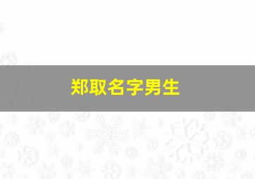 郑取名字男生,郑名字大全男孩名字简单