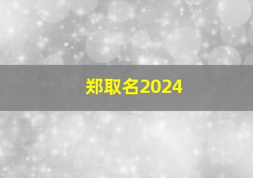 郑取名2024,郑取名两个字