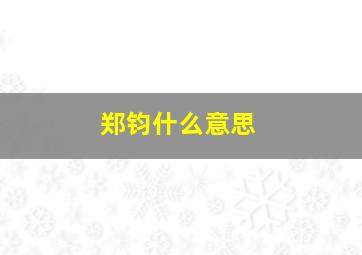 郑钧什么意思,郑钧资料