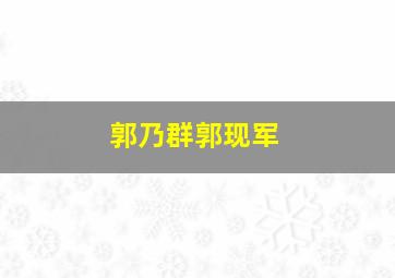 郭乃群郭现军,郭乃正简历