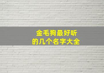 金毛狗最好听的几个名字大全,金毛狗狗好听的名字有哪些