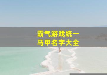 霸气游戏统一马甲名字大全,求梦幻西游霸气点的统一家族名字