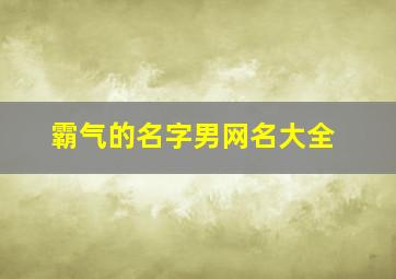 霸气的名字男网名大全,霸气的名字男网名大全四个字