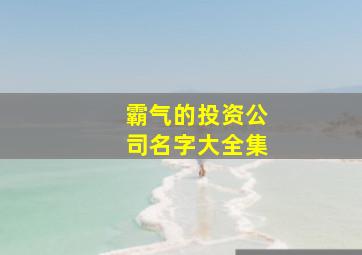 霸气的投资公司名字大全集,霸气的投资公司名字大全集四个字