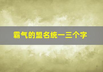 霸气的盟名统一三个字,好听的盟名字