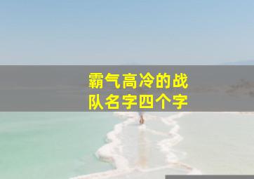 霸气高冷的战队名字四个字,4字战队名字大全集高冷