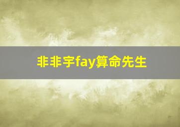 非非宇fay算命先生