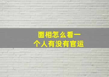 面相怎么看一个人有没有官运,怎么看命里有没有官