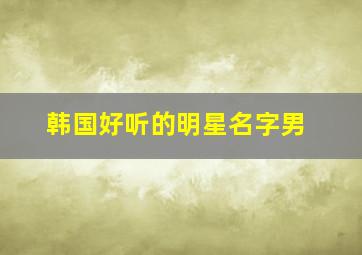 韩国好听的明星名字男,韩国好听的明星名字男