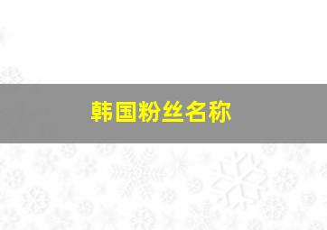 韩国粉丝名称,韩国组合粉丝名