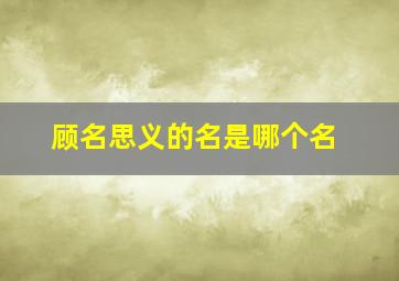 顾名思义的名是哪个名,顾名思义的含义是什么?