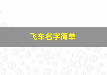 飞车名字简单,飞车名字大全霸气