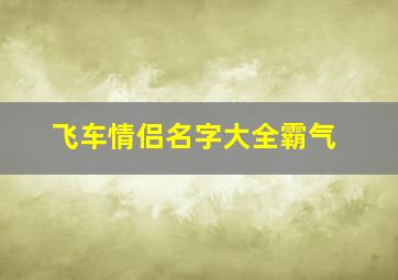 飞车情侣名字大全霸气,qq飞车情侣名大全