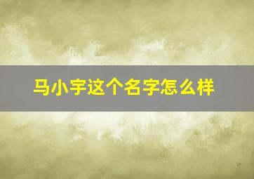 马小宇这个名字怎么样,马宇这个名字好不