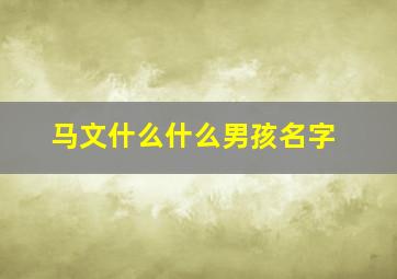 马文什么什么男孩名字,马文什么名字好听