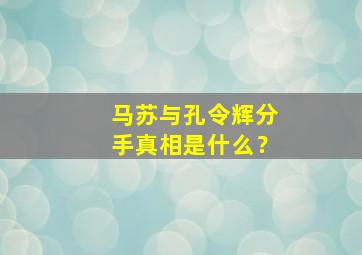 马苏与孔令辉分手真相是什么？,马苏和孔令辉有没有结婚