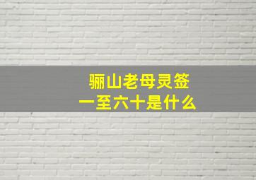 骊山老母灵签一至六十是什么