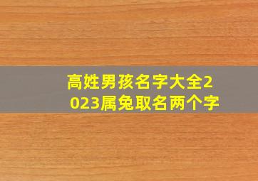 高姓男孩名字大全2023属兔取名两个字,兔宝宝男孩取名2023款属兔男孩最吉利的名字