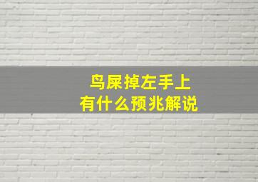 鸟屎掉左手上有什么预兆解说,鸟屎掉左手上有什么说法