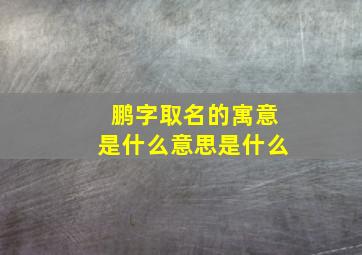 鹏字取名的寓意是什么意思是什么,鹏字在名字中的寓意