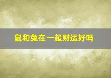 鼠和兔在一起财运好吗,鼠和兔的婚姻能长久吗