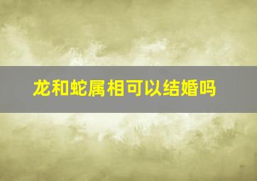 龙和蛇属相可以结婚吗