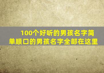 100个好听的男孩名字简单顺口的男孩名字全部在这里,顺口响亮男孩名字