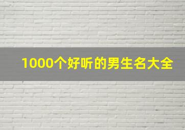 1000个好听的男生名大全,好听都男生名字