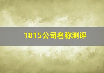 1815公司名称测评,1518公司名测试