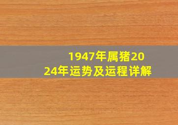 1947年属猪2024年运势及运程详解,2024年生肖猪1947年生的运程