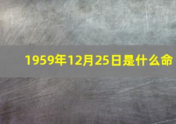 1959年12月25日是什么命,1959年12月21日是什么命