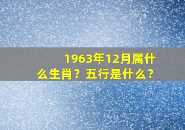 1963年12月属什么生肖？五行是什么？