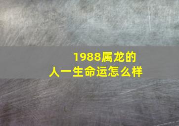 1988属龙的人一生命运怎么样,88年属龙是什么命