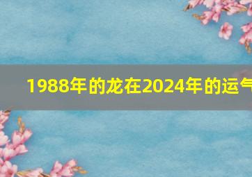 1988年的龙在2024年的运气,1988年的龙在2024年的运气如何