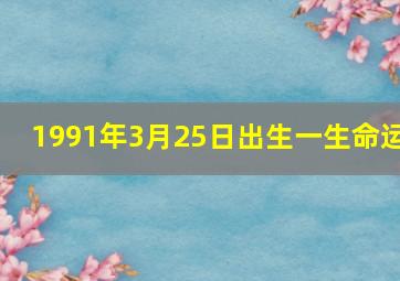 1991年3月25日出生一生命运,1991年3月25日农历生人