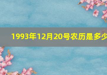 1993年12月20号农历是多少