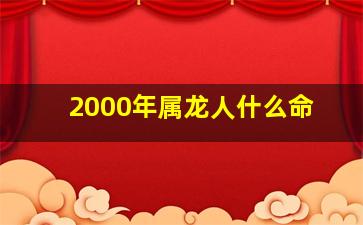 2000年属龙人什么命,2000年属龙人什么命运