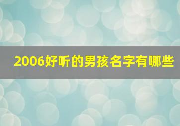 2006好听的男孩名字有哪些,2006年男孩