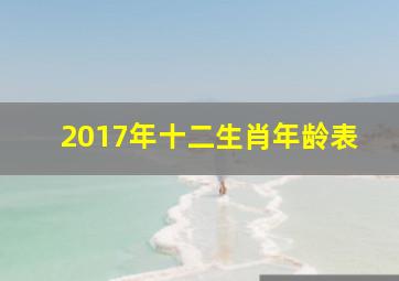 2017年十二生肖年龄表