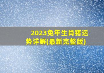 2023兔年生肖猪运势详解(最新完整版),2023兔年12生肖福运男命运程详解