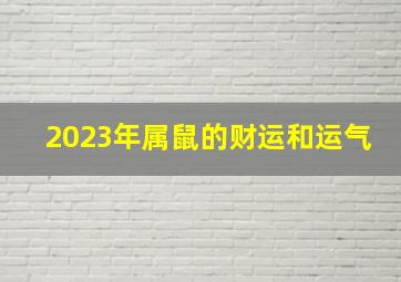 2023年属鼠的财运和运气