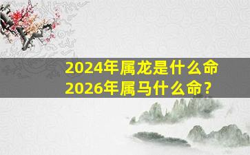 2024年属龙是什么命2026年属马什么命？,2024年属龙命好不好