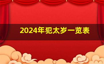 2024年犯太岁一览表