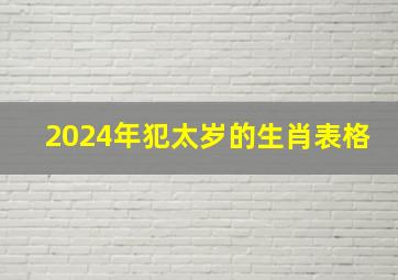 2024年犯太岁的生肖表格